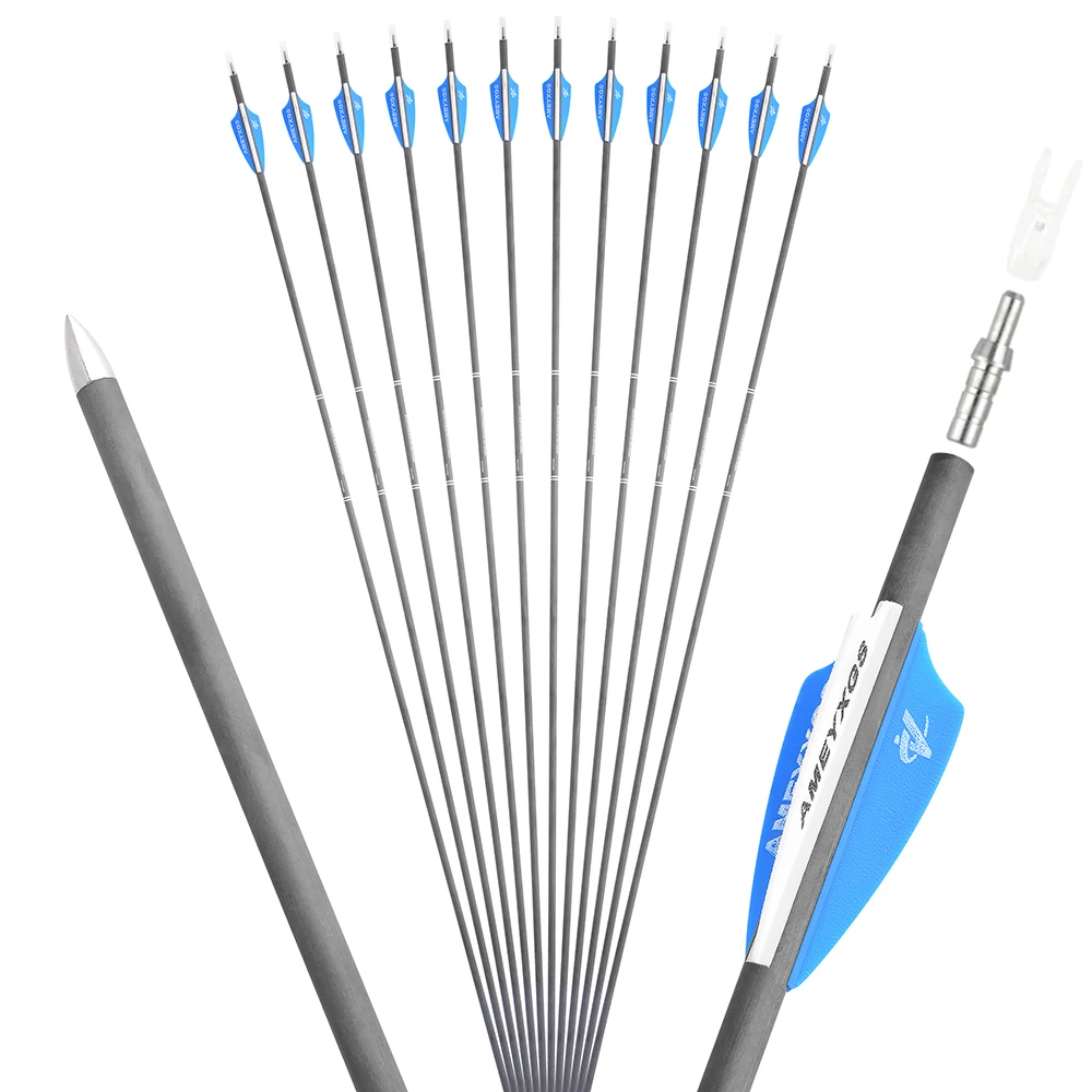 Cross Border Hot Selling Pure Carbon Arrow Rubber Feather L Pin Nock Archery Equipment Composite Bow General Arrow
