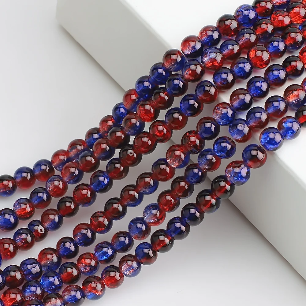 Floral glass beads ice crackle beads DIY wedding clothes bracelet decoration crystal round beads for jewelry making