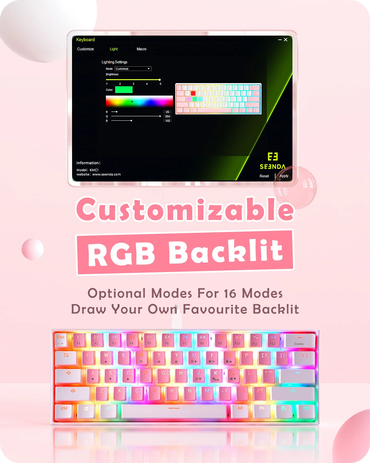 Seenda Programmable 16 RGB Backlit Keyboards For Gamer Mechanical Gaming Keyboard