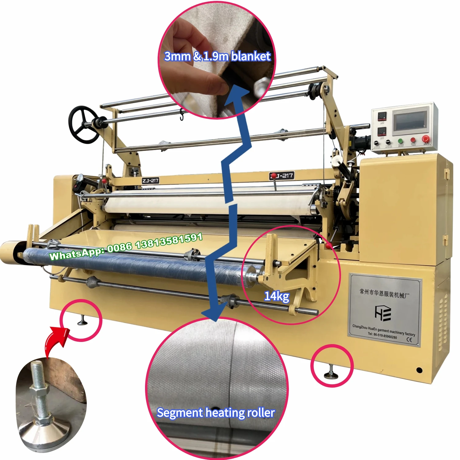 China HuaEn garment factory cloth textile fabric nylon poplin silk spandex polyester fiber fir flat waffle pleat machine