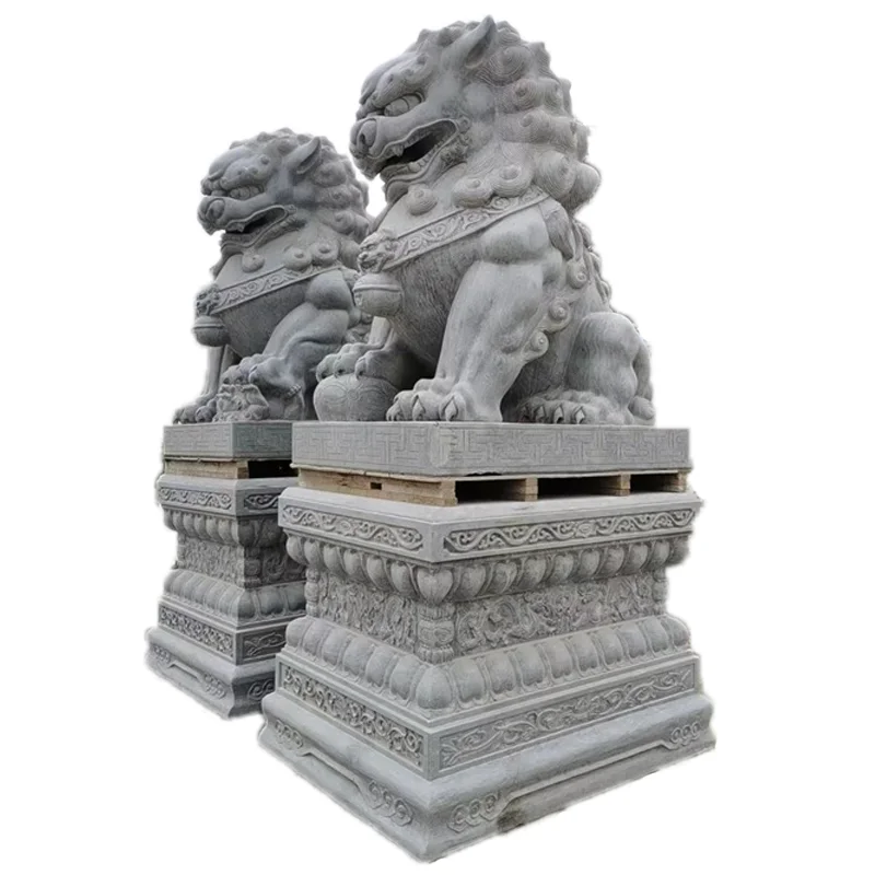 Shengye hot selling classic Chinese style large white marble animal lions statue Fu dog stone sculpture outdoor gate decoration