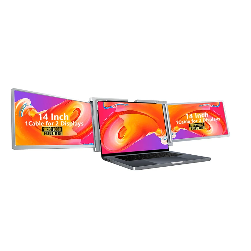 14 дюймов один кабель для двойные экраны горячая Распродажа ноутбук тройной экран портативный тройной монитор