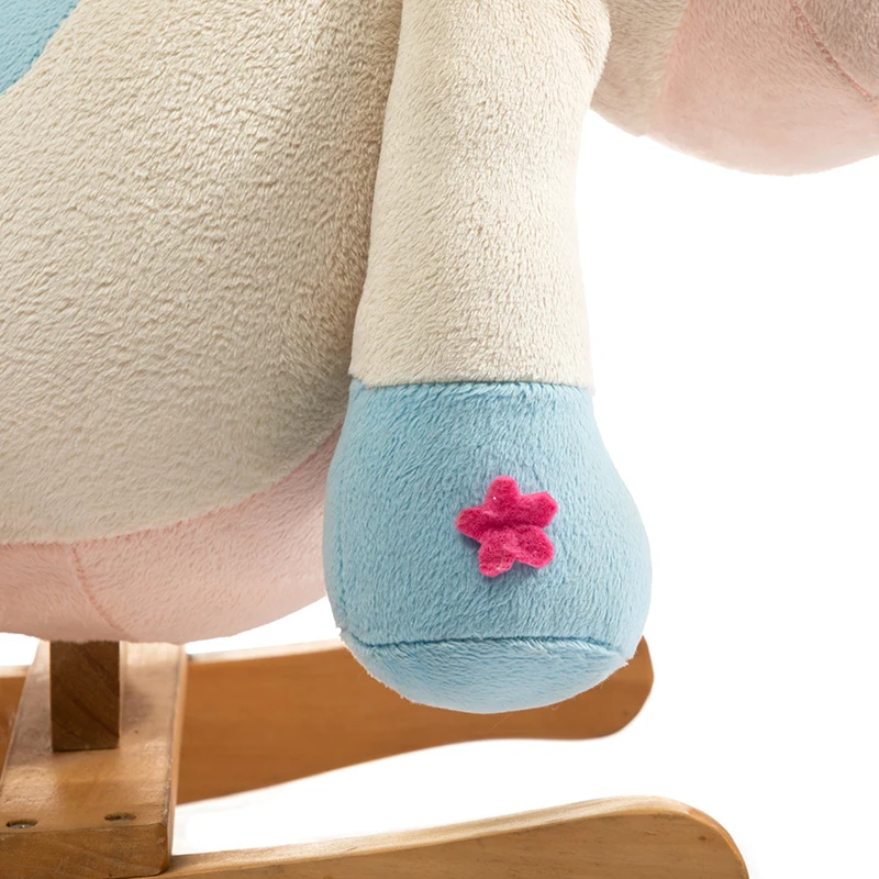 
Baby Kids Toy Plush Rocking Cattle Rider Toddler Seat Wood Rocker 