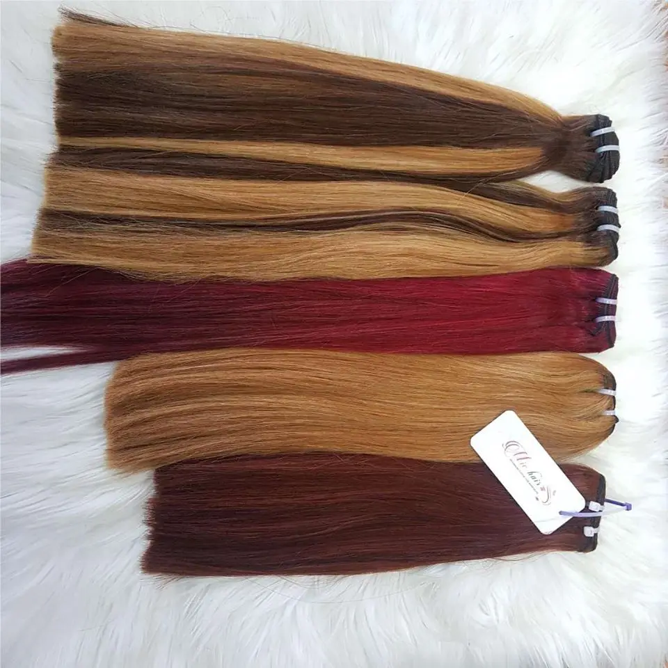 Human Hair Extensions High Quality Virgin Hair Super Double Drawn Piano Highlight Caramel Shade Hair Bundle