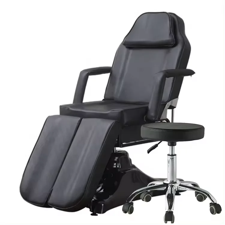 Black Tattoo Rotating beauty bed piercing chair Beauty Salon Recliner Foldable Tattoo Chair Massage Bed