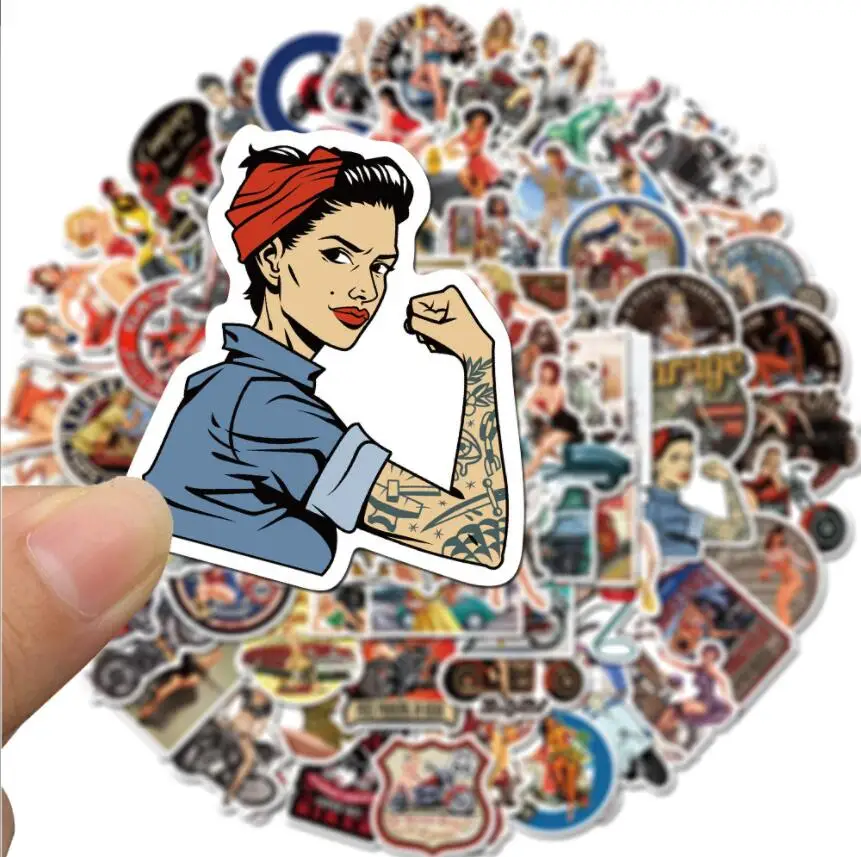 100pcs sexy anime girl stickers decals vintage sticker for travel case stickers car skateboard motorcycle bicycle luggage guitar