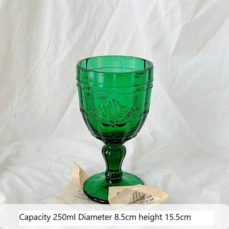 Mediterranean Style Crystal Embossed Wine Goblet Cocktail Champagne Ripple Wine Glass Colorful With Gift Box for Wedding