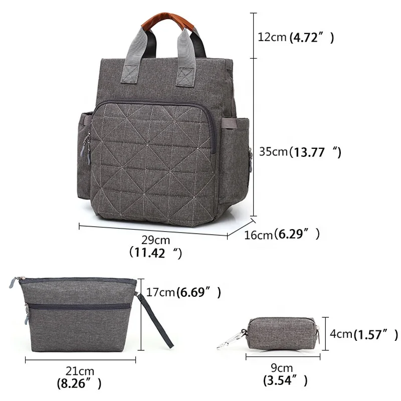 High quality low moq large waterproof outdoor travel hand tote pink blue 3in1set baby backpack for mom diaper bag baby