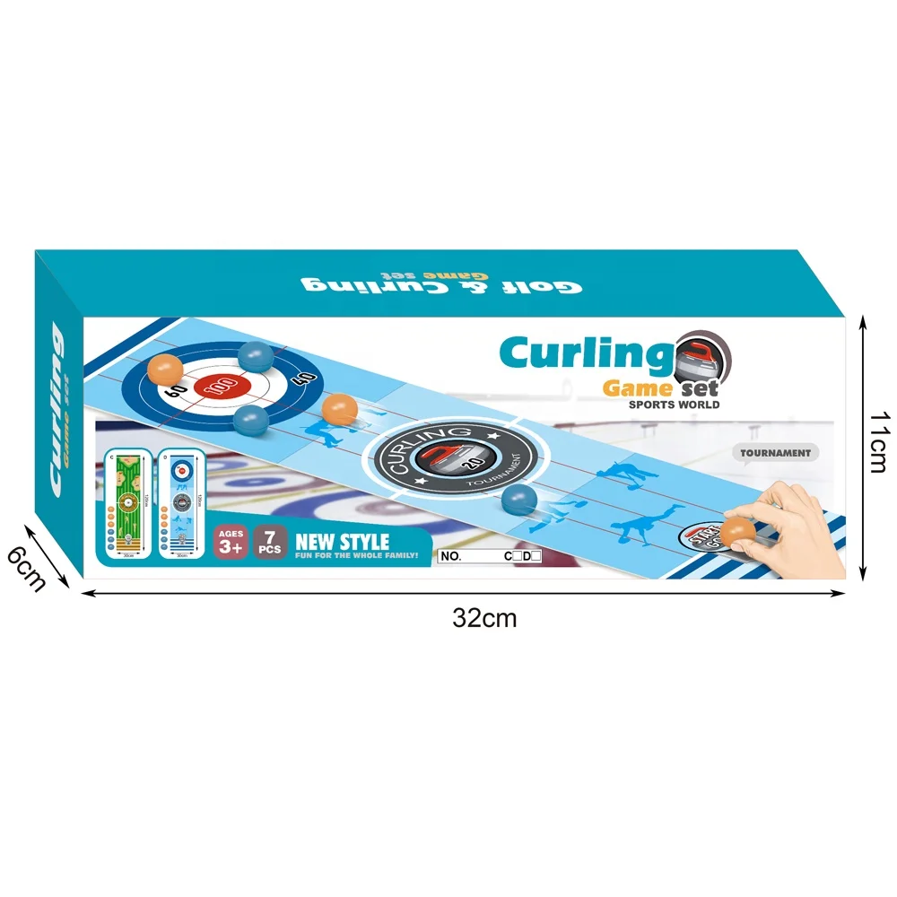 Tabletop sport toy portable fun mini curling game set kids and adults shuffleboard pucks board game curling toy for family game
