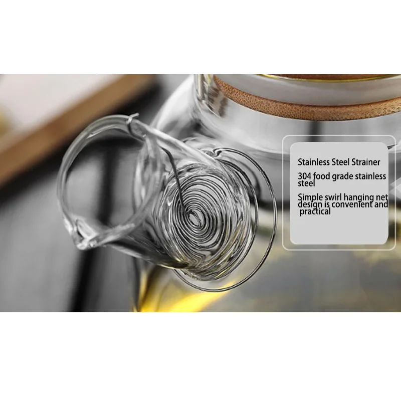 Wholesale high quality 1600ml Heat-resistant Glass Teapot with Removable Loose Tea Glass Infuser Tea Kettle tea pot