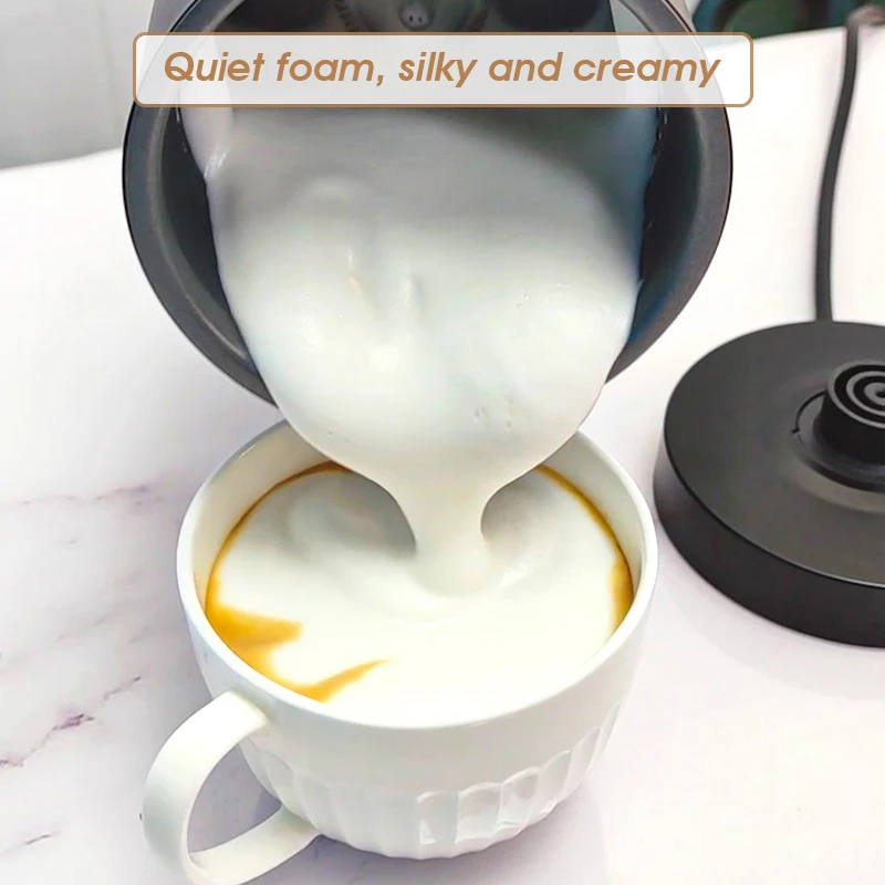 New Customized Stainless Steel Milk Frothing Machine Smart Milk Frother Kettles 14.5OZ for Office Worker Making Cappuccino Latte