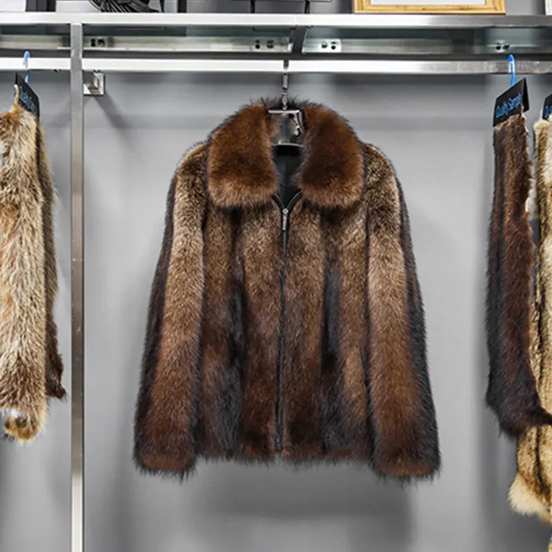 North American imported mink fur mink coat Genuine Men Brown Mink FUR Fitted Jacket