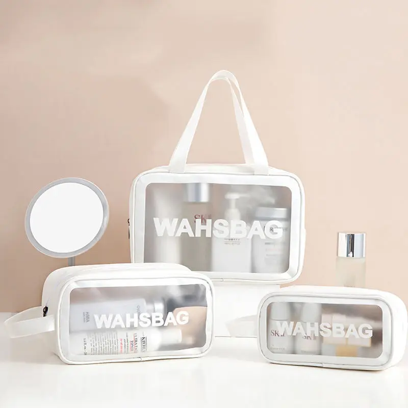 Women Waterproof Washbag PU Transparent Makeup Bag PVC Cosmetic Bag Clear Make Up Bags Case for Travel Toiletry Organizer