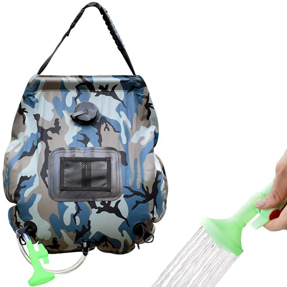 20L PVC Portable Outdoor Travel Pressure Shower 5 Gallons Waterproof Solar Camping Shower Bag