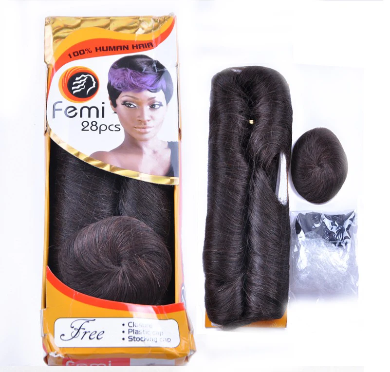 27 PCS Short Bump Weave Indian Hair With Free Closure 28 Pieces Femi Human Hair Weaving