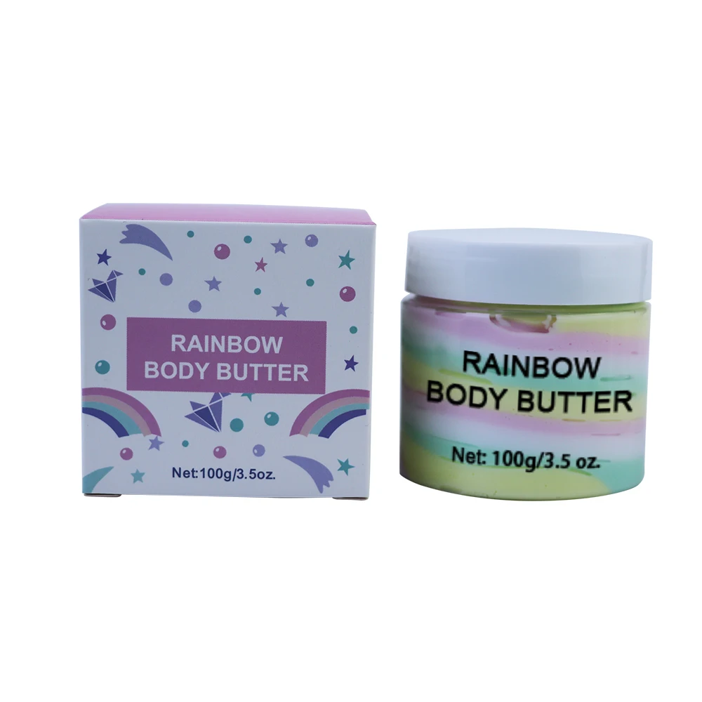 Private Label Custom body butter Shea Butter Moisturizing Body Lotion Rainbow whitening body lotion