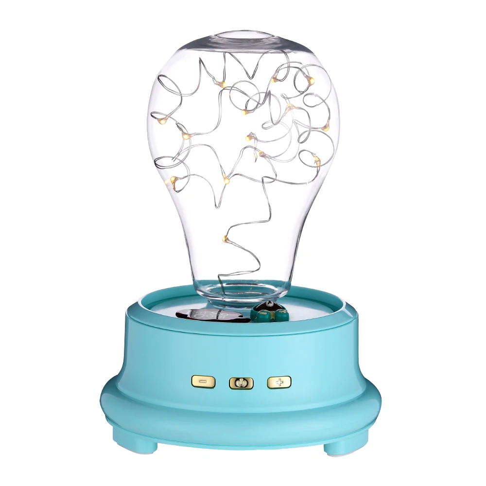 Christmas gifts Glass LED night light with Wireless Portable Music Sound Box Wireless Speaker For mobile phone PC TF USB FM