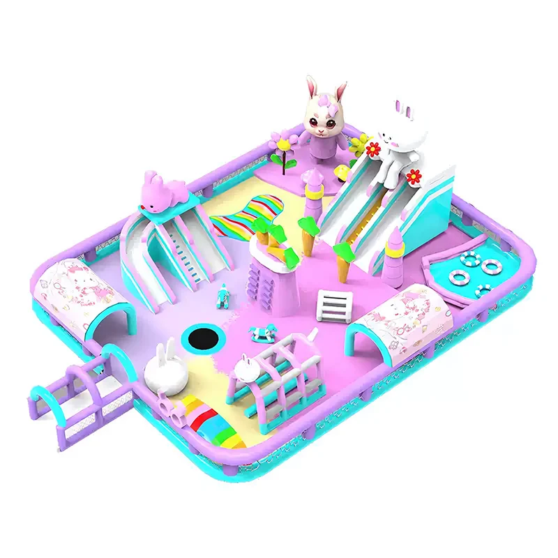 Outdoor giant inflatable amusement park with water toys