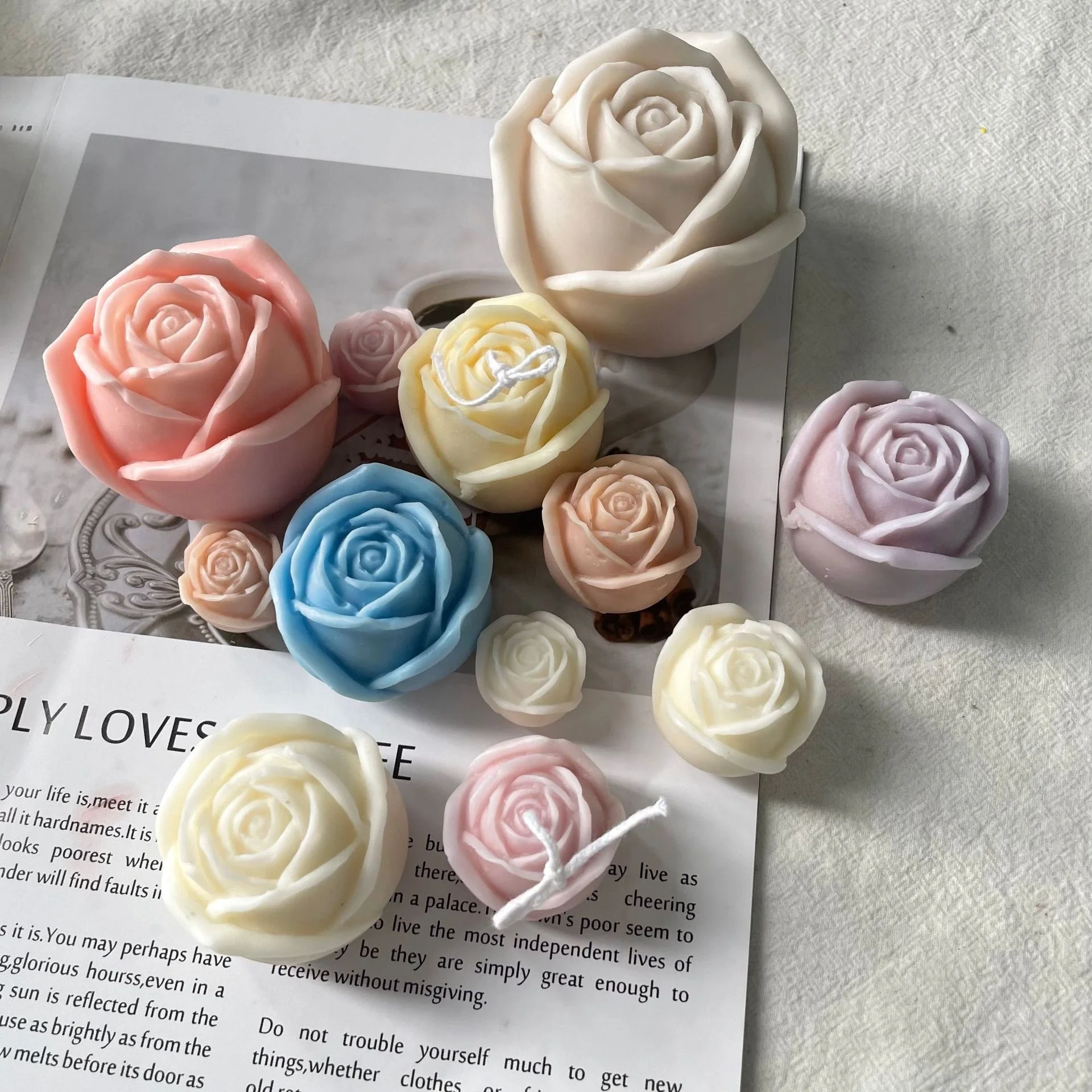 Baking Soap Moulds Silicone Romantic Rose Candle Molds Silicone Molds for Candle Making