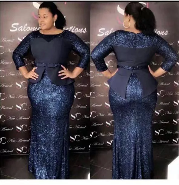 DYT128 African Women dress sequin round neck evening party dresses