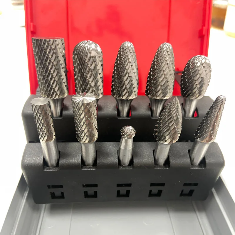 6mm double cut metal tool parts set tungsten carbide rotary burrs sets for grinding cutting wood carving