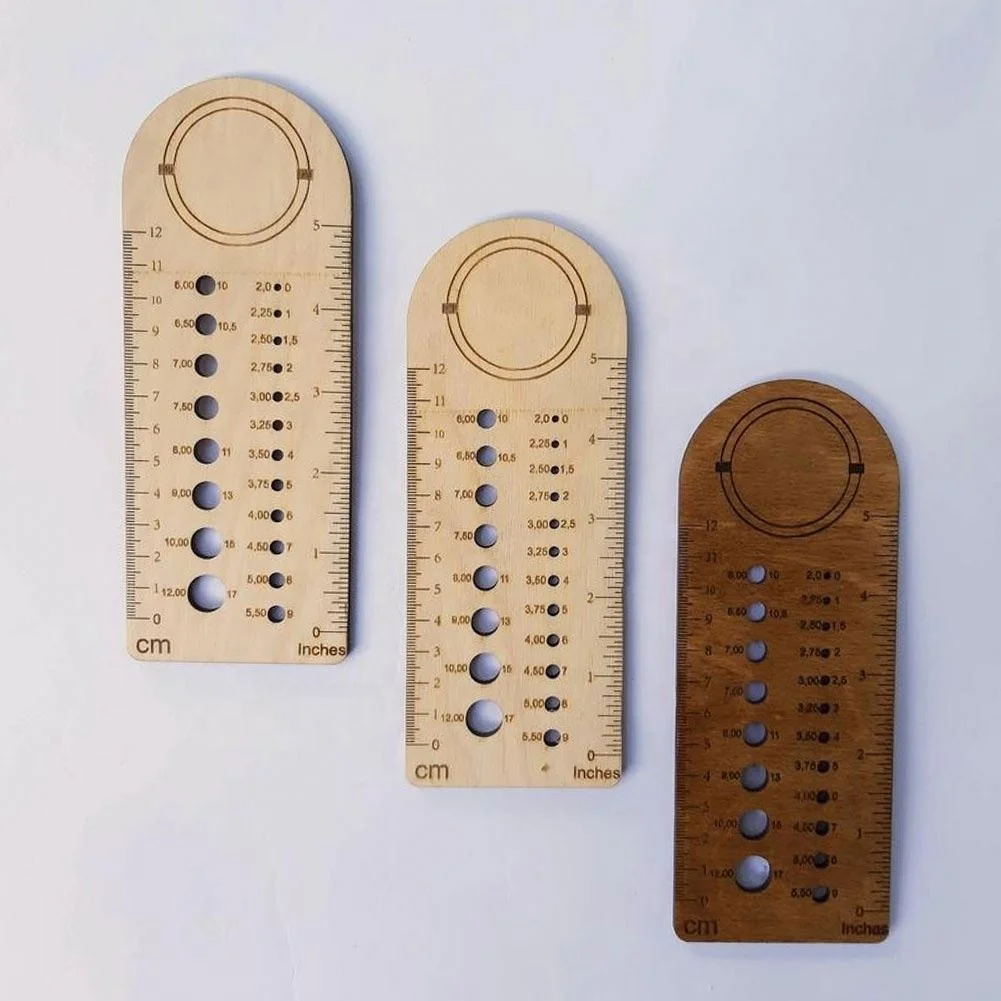 Wooden Knitting Gauge Ruler Wood