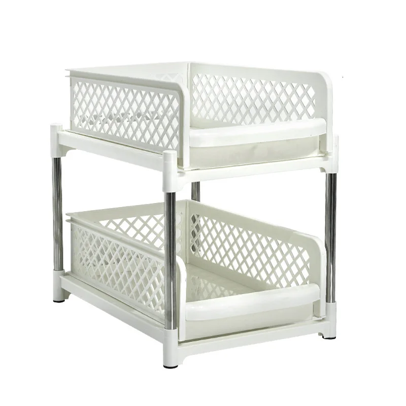 Home Multi Use Food Organization Bathroom Storage Racks Holders Kitchen Storage Cart 2-tier Under Sink Organizer Drawers La 832g