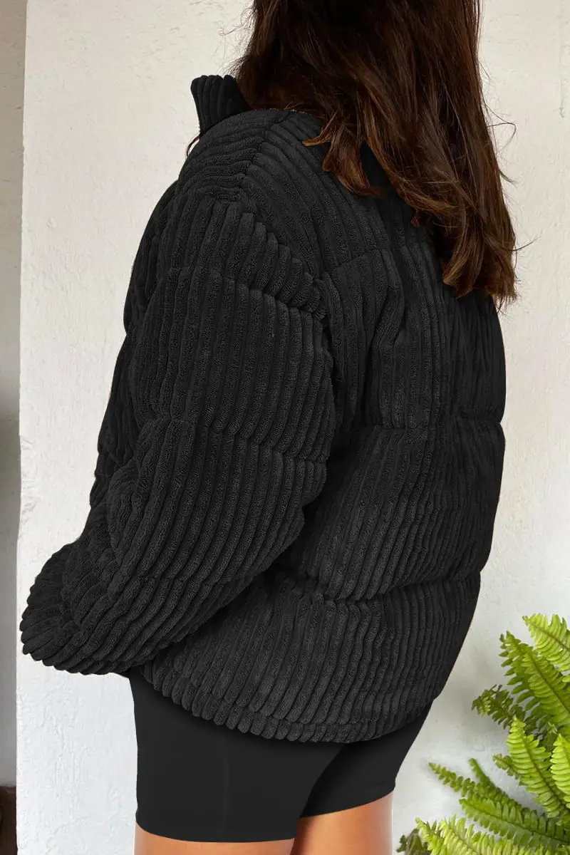 Custom short crop corduroy puffer jacket women 2023 winter duck down warm top coats oversize outwear