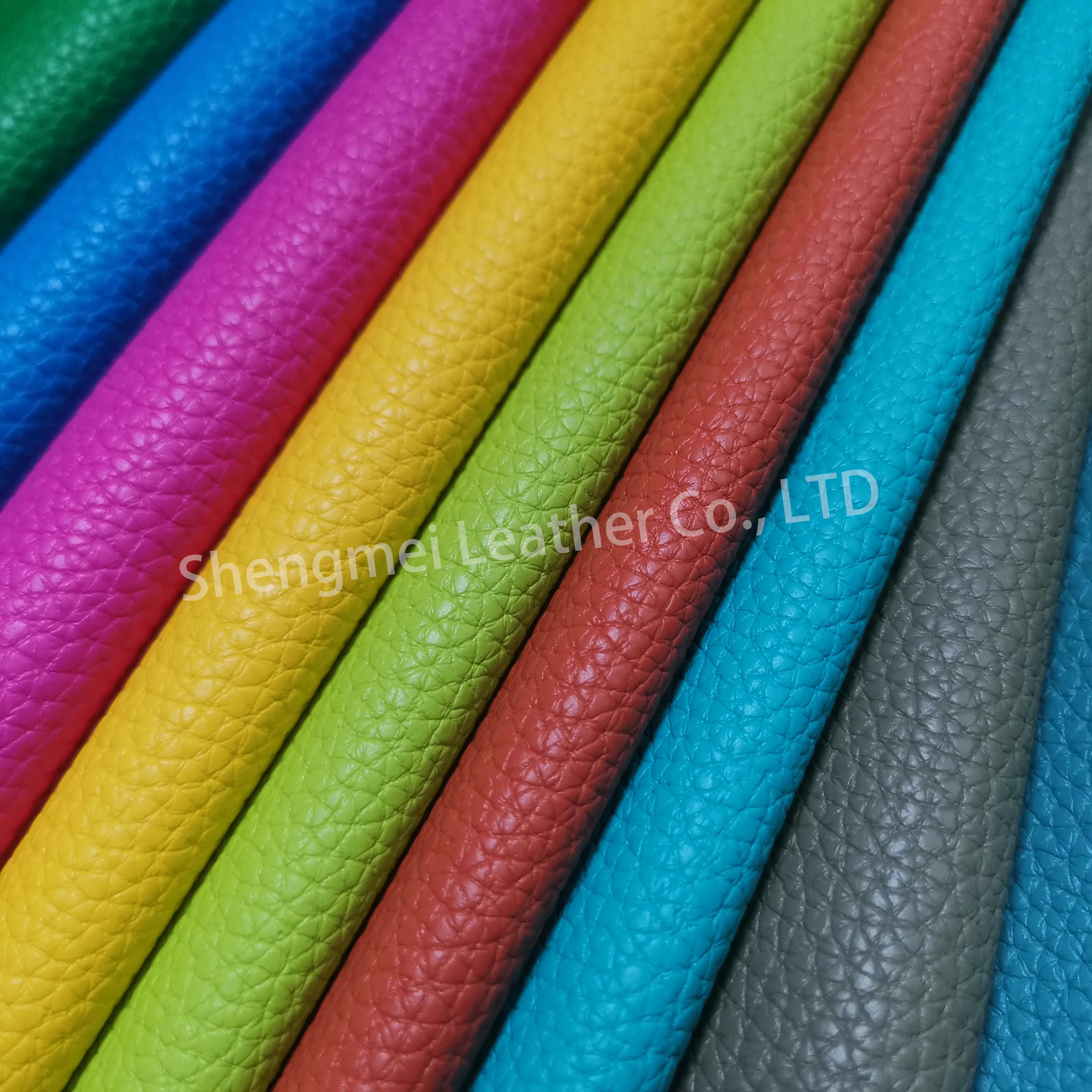 PVC Soft Semi-Silicon Litchi Texture Synthetic Leather Fabric Stretchable for Car Seat Sofa Decorative/Bag Use