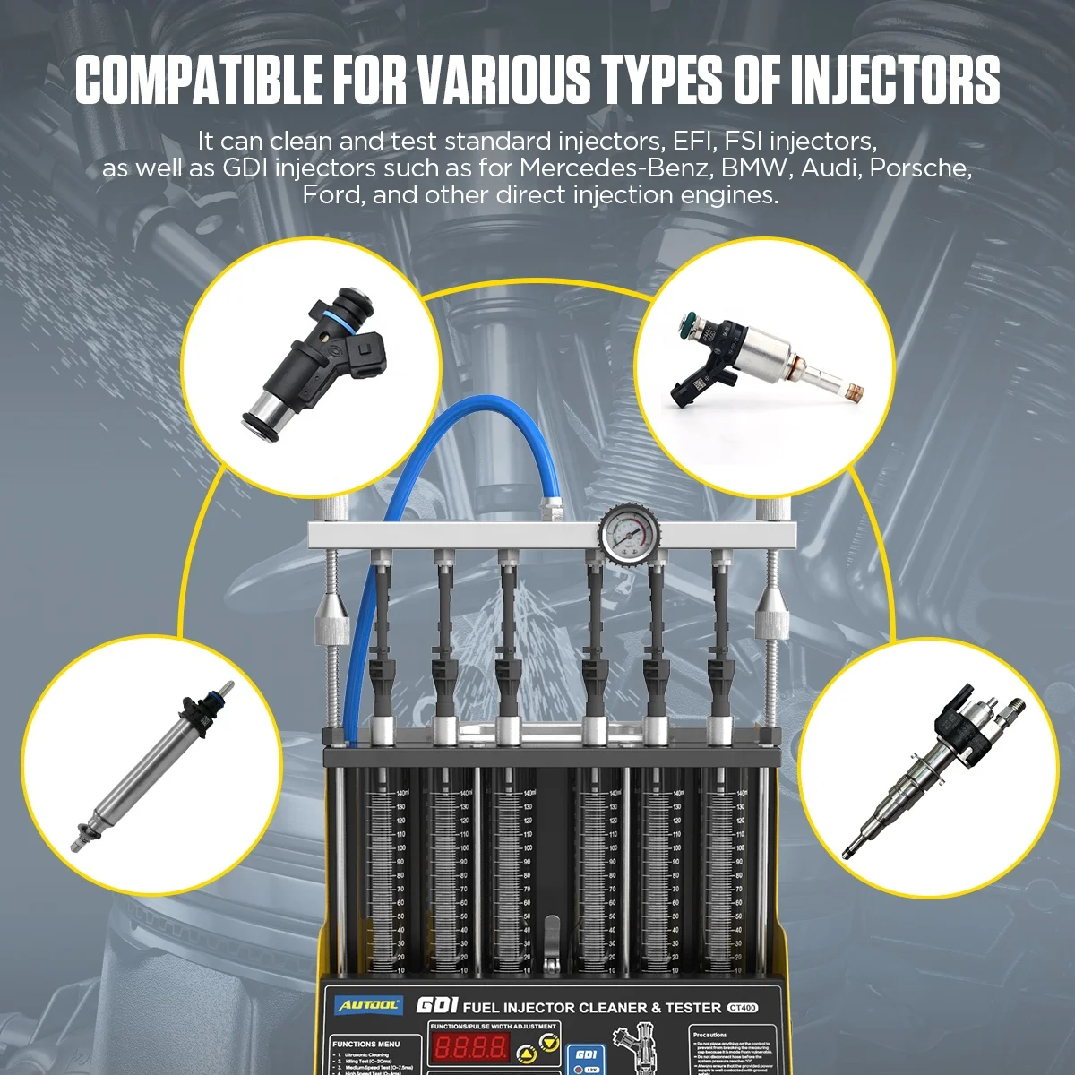 Best Selling  Autool CT400 Gdi Fsi Fuel Ultrasonic Injector Gasoline Tester And  Cleaner Machine