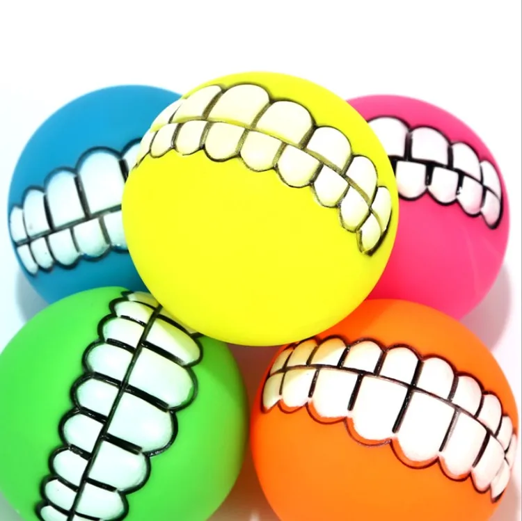 Лидер продаж на Amazon, китайские игрушки, забавные интерактивные шарики для домашних животных диаметром 7,5 см, шарики для собак, силиконовые жевательные шарики со звуком, игрушки для собак