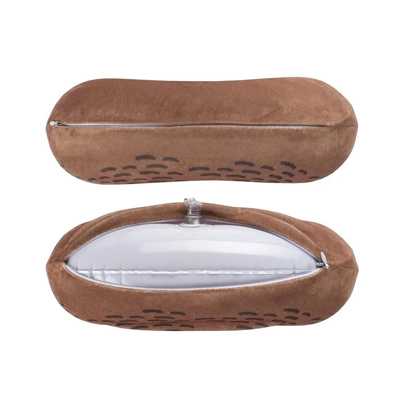 Customized eco - friendly inflatable sloth animal design cover flocking travel pillow inflatable