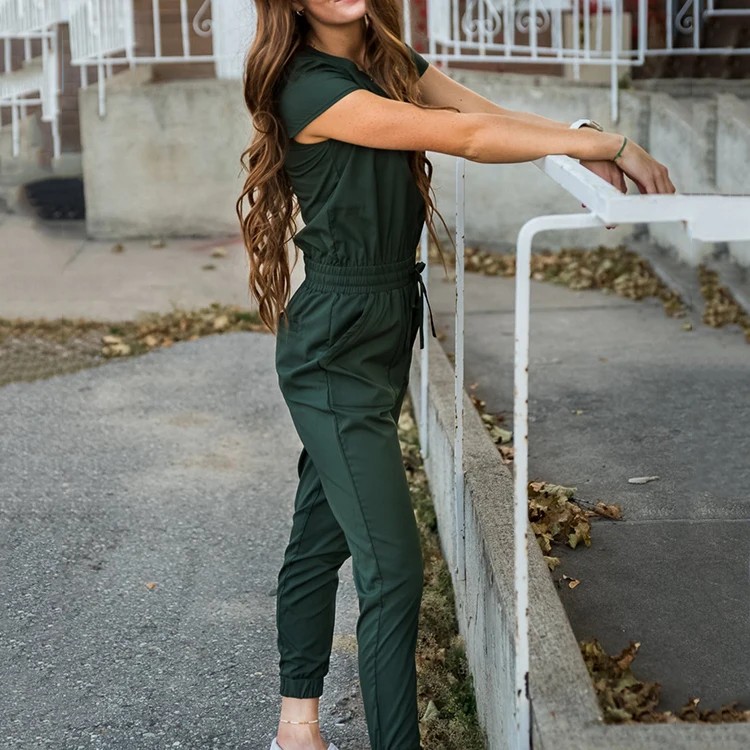 Hospital Nursing Uniform Scrubs Jumpsuit Uniforms Sets Nurse Scrubs Short Sleeve Cement Jumpsuit Simplicity Scrub Set