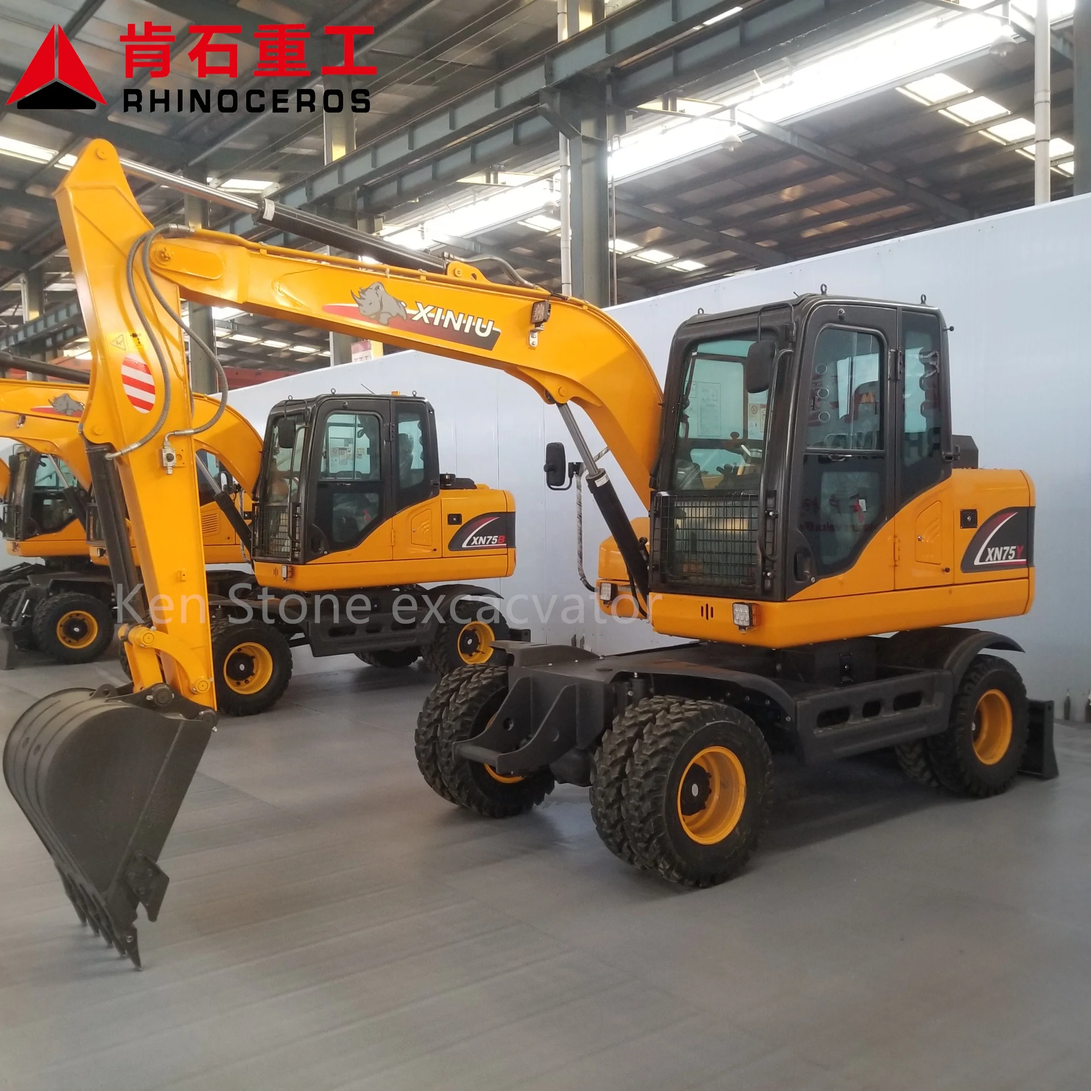 2023 Xiniu 6 ton 7 ton Hydraulic Excavator Machine XN75B Hydraulic Wheel Backhoe Loader Bucket