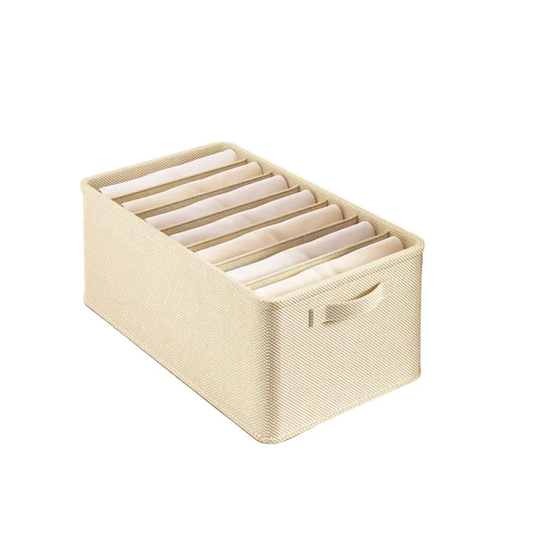 Non-woven Fabric Closet Organizers Foldable Storage Boxes with Grids and Handle for Clothes