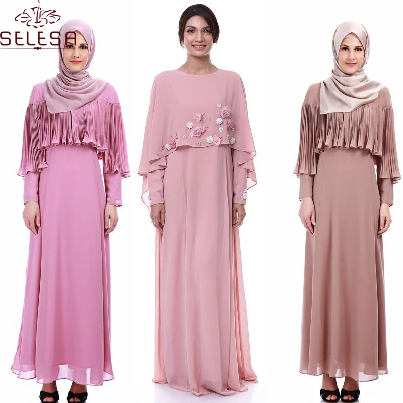 Oem Baju Kurung Modern Abaya Muslim Dresses Women With  Hijab Fashion Kitenge Designs Muslim Dress Pink Islamic Clothing