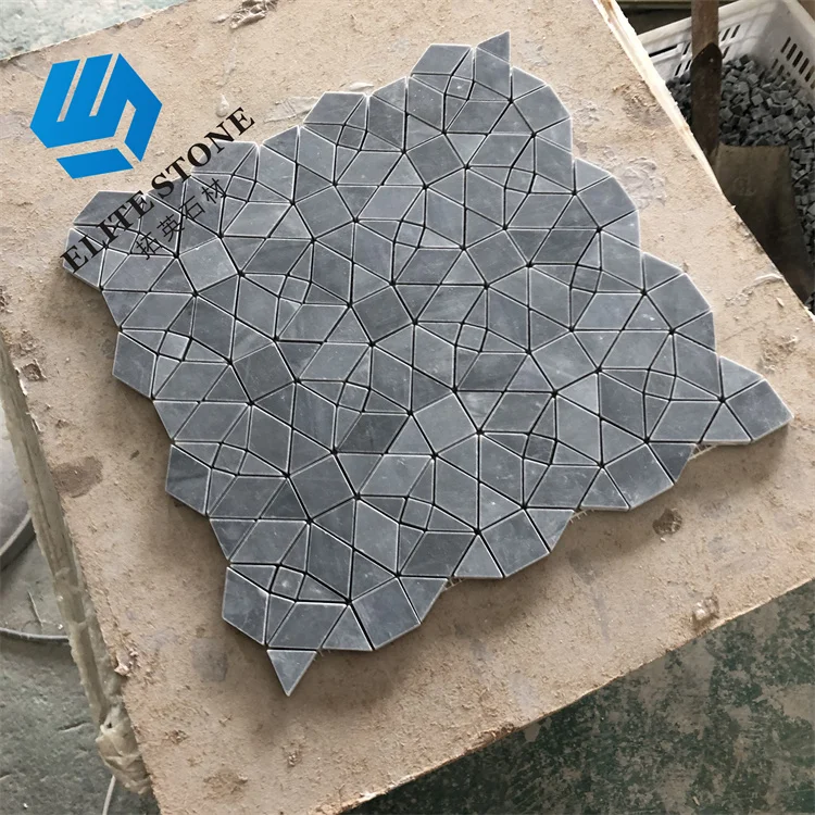 New Design Popular Water Jet White Marble Flower Pattern Mosaic Tile