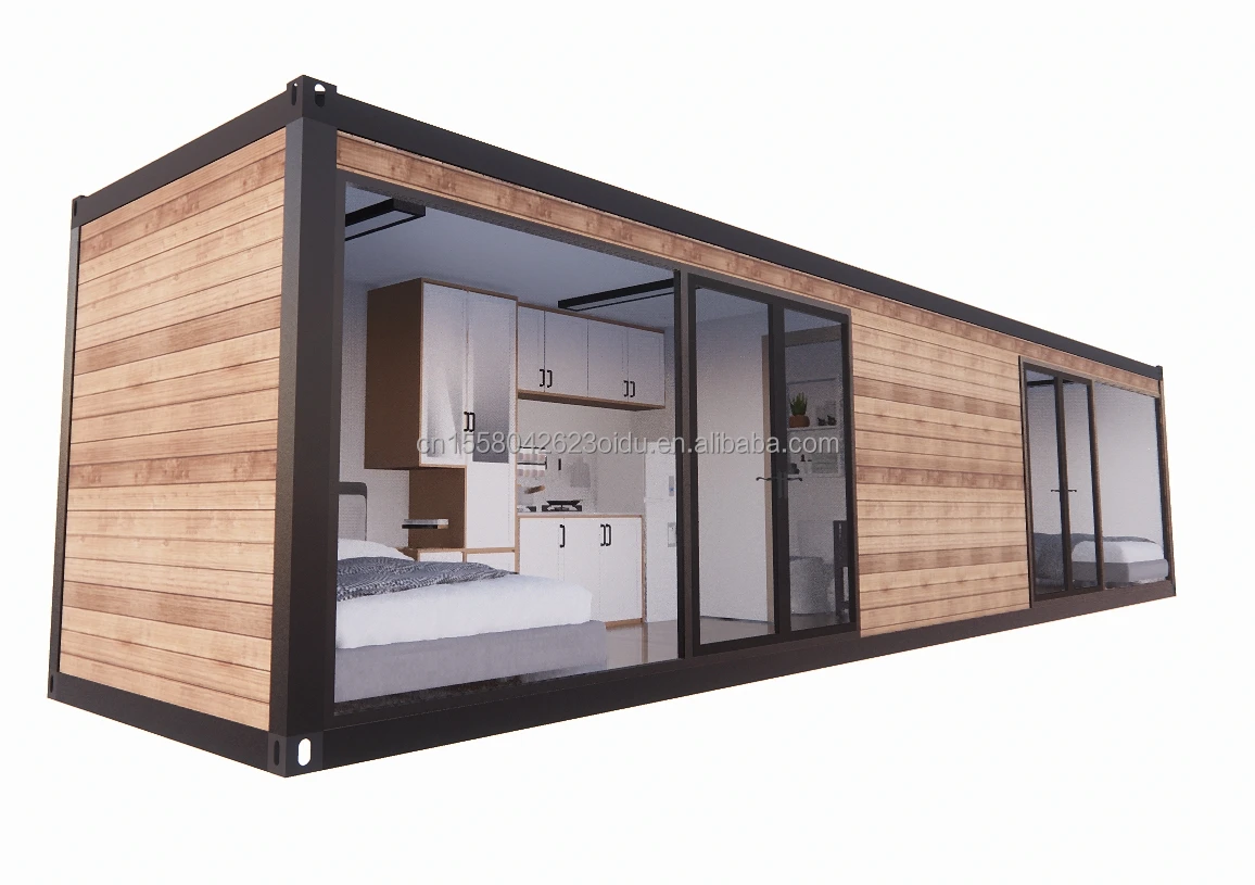 EU 40ft double bedroom container  glass door prefabricated living room container room