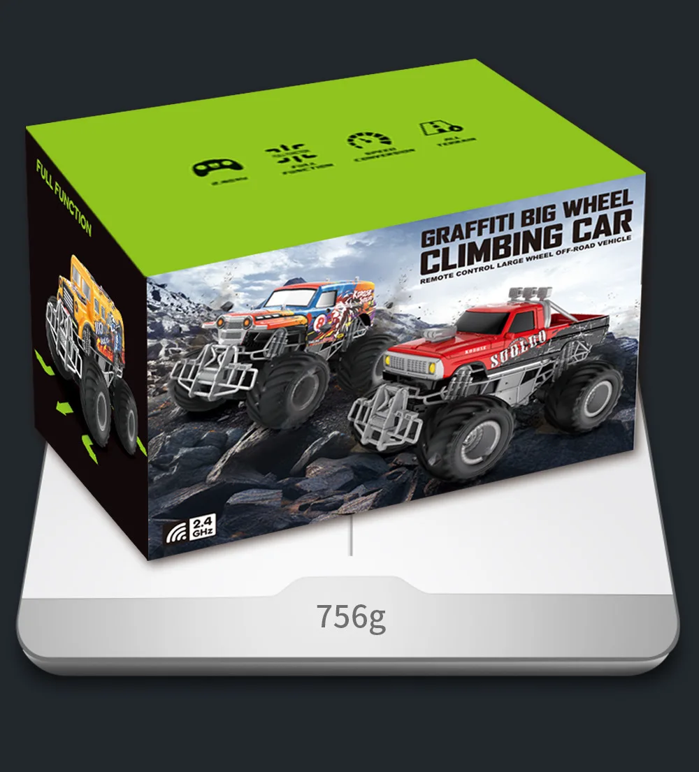 Hot-selling 2.4G Remote Control road Climbing Graffiti Monster Pickup Remote Control Car Model Children Electric Toy Wholesale