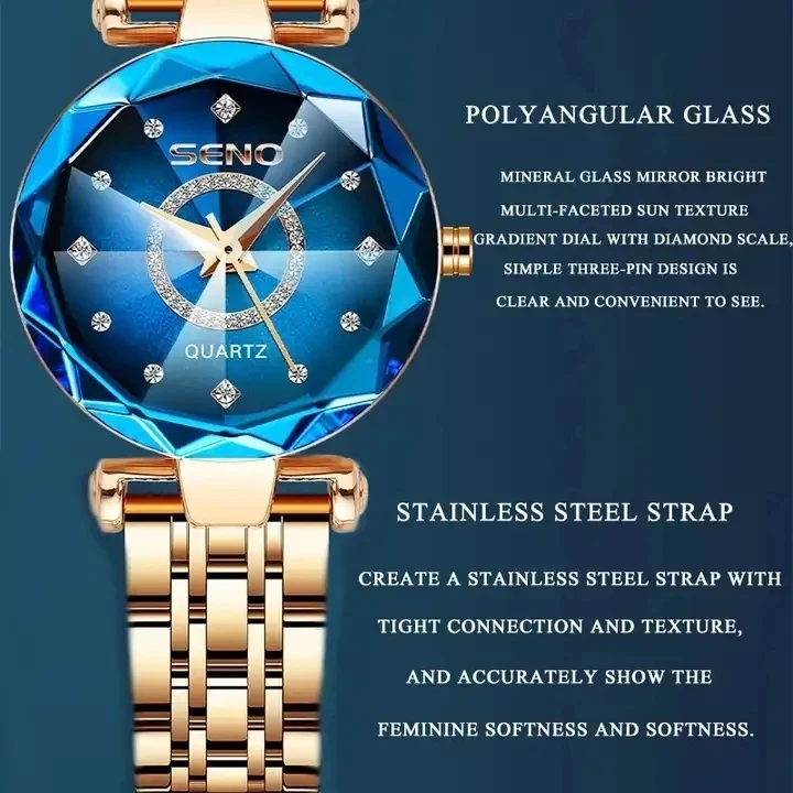 SENO 2023 Fashion Watches for Women Ladies Luxury Top Brand Quartz Watch Steel Strip Wristwatch Female Clock Relogio Feminino