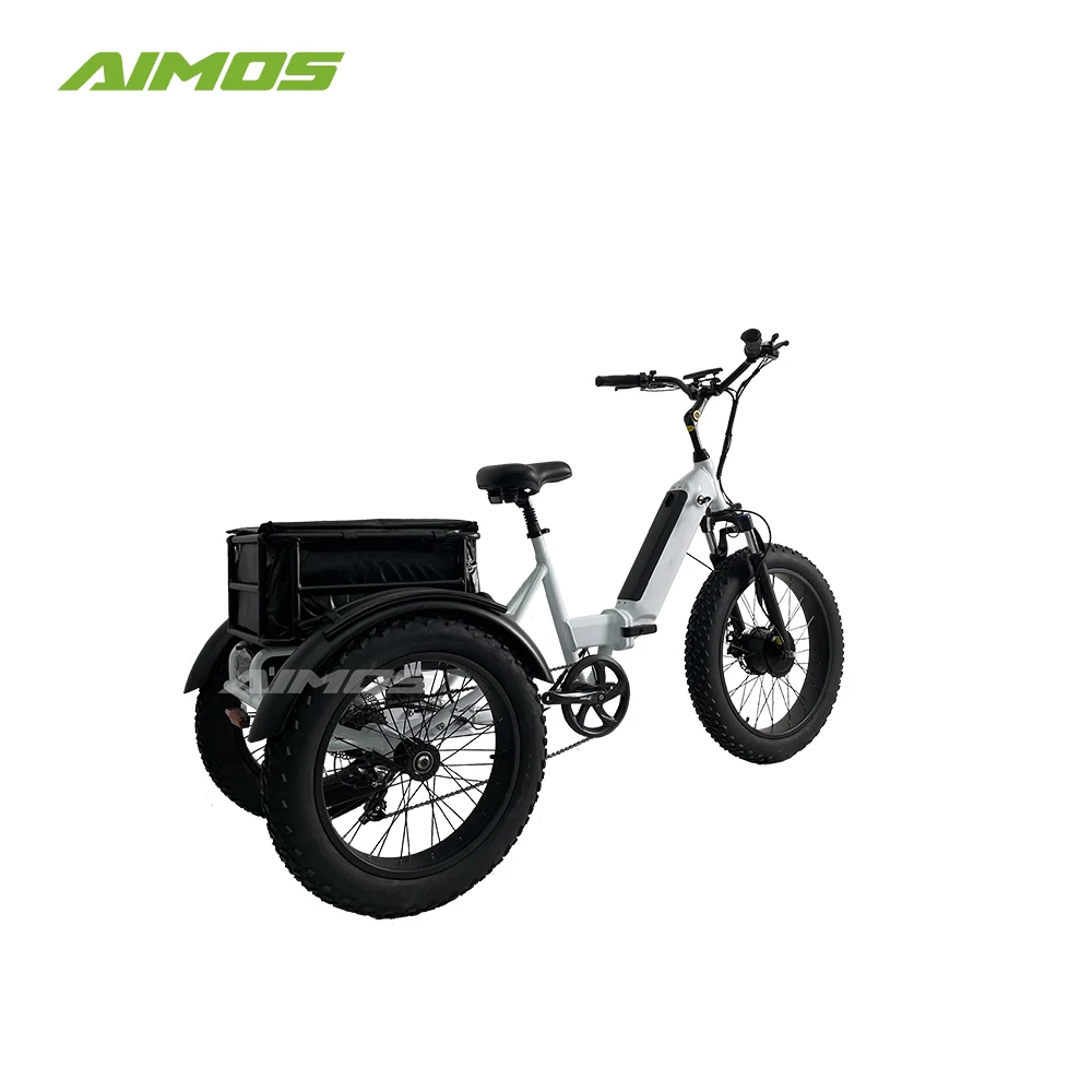 Aimos 36V/48V 250W/500W/1000W 3 Wheels Family Electric Bike folding Aluminum alloy frame electric Tricycle With Basket