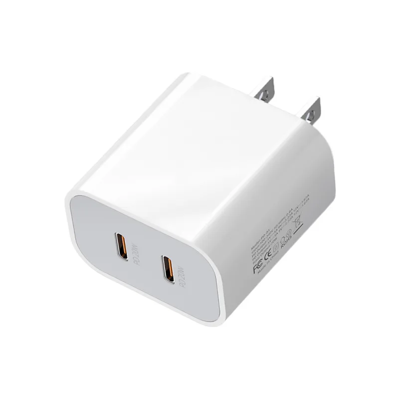 Multiport Power Adapter 40W US EU AU UK Plug Charger PD 20W Dual USB C Type Fast Charging Type C Wall Chargers