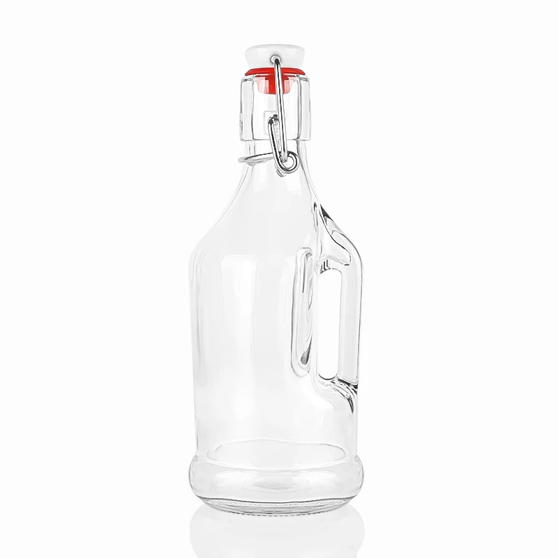 200ml 350ml glass fermentation bottles glass swing top bottles for beverages with handle for sale
