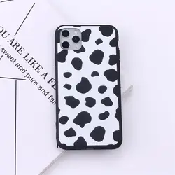 Cow Milk Black border Silicone For iPhone 12 13 14 Pro Max  Soft Silicone Candy Case Fundas