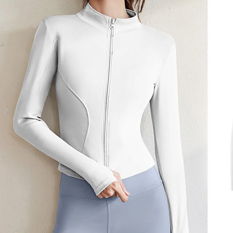 Long Sleeve Sports Jacket Women Zip Fitness Yoga Shirt Winter Warm Gym Top Activewear Running Coats Workout Clothes