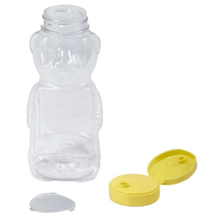Plastic Bear Jar with Needle Nose Lid Can hold honey, syrups and other liquids Perfect Beekeeping tool