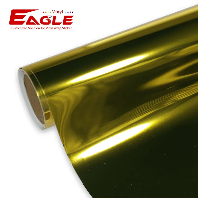 Зеркальные хромированные виниловые наклейки золотого цвета/виниловые для кузова автомобиля/наклейки рекламных