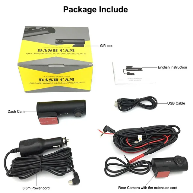 2160p 30fps front and interior car wifi gps 4k dashcam