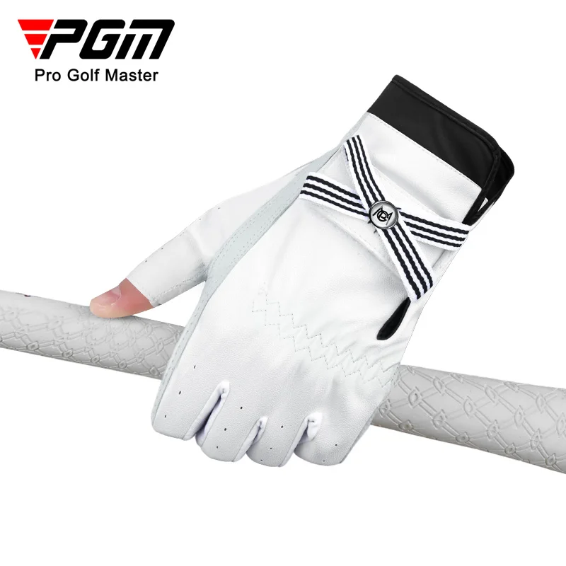 PGM ST030 wholesale custom summer golf gloves womens fingerless breathable ladys leather golf gloves with mark