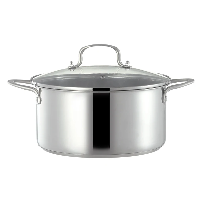 10PCS Casseroles Stockpots Cooking Pot Set Stainless Steel with Lids Kitchen Cookware Sets Chinese New Year Single Bottom 0.45mm